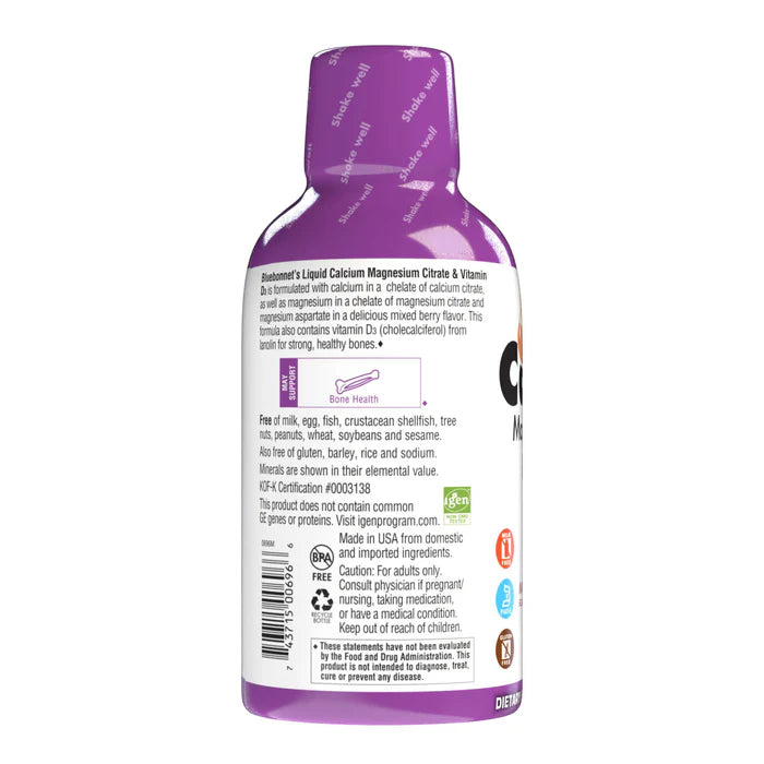 Liquid Calcium Magnesium Citrate Plus Vitamin D3 Natural Mixed Berry 16 fl oz