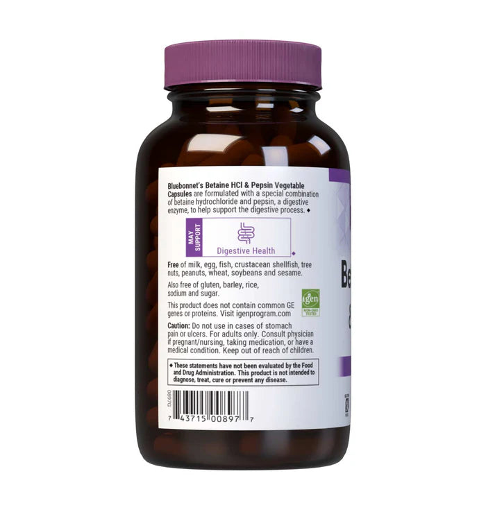 BETAINE HCI & PEPSIN DIGESTIVE ENZYME 180 VCAPS