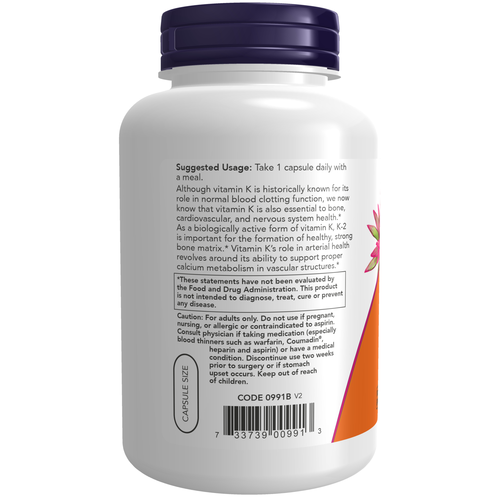 Vitamin K-2 100 mcg Veg 250 Capsules
