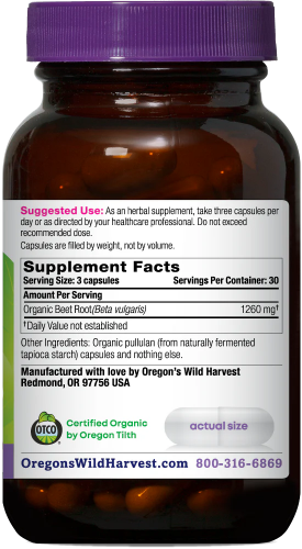 Beet Root 90 Organic Vegan Capsules