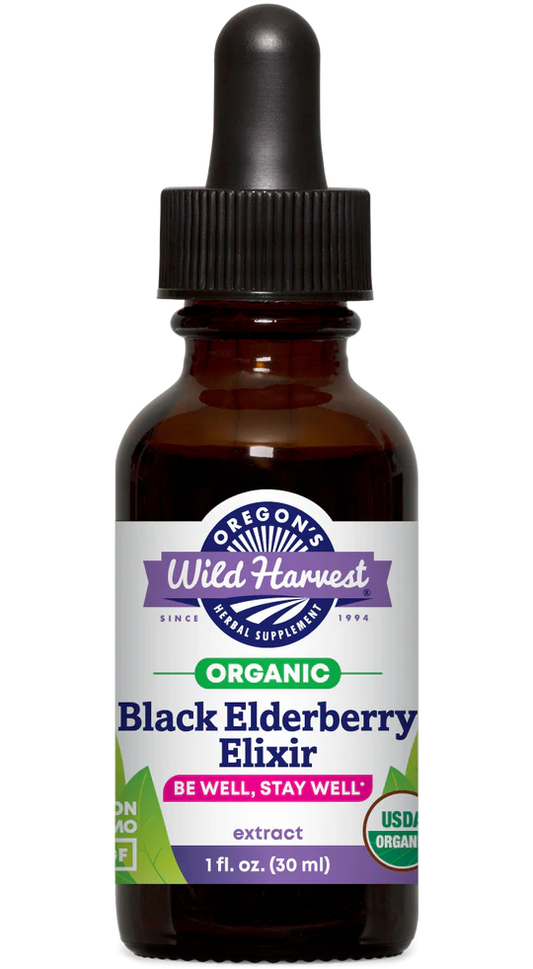 Black Elderberry Elixir Organic Herbal Extract 1 oz.