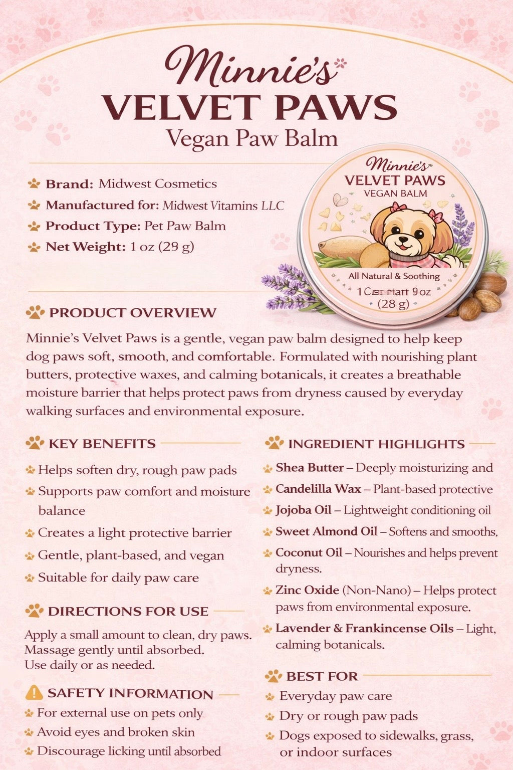 Minnie's Velvet Paws (Nose) Vegan Balm
