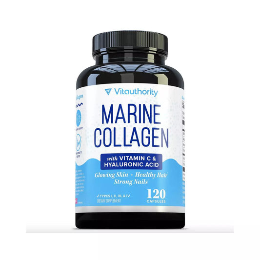 Vitauthority Marine Collagen Types I II III V & X & Vitamin C 120 Capsule