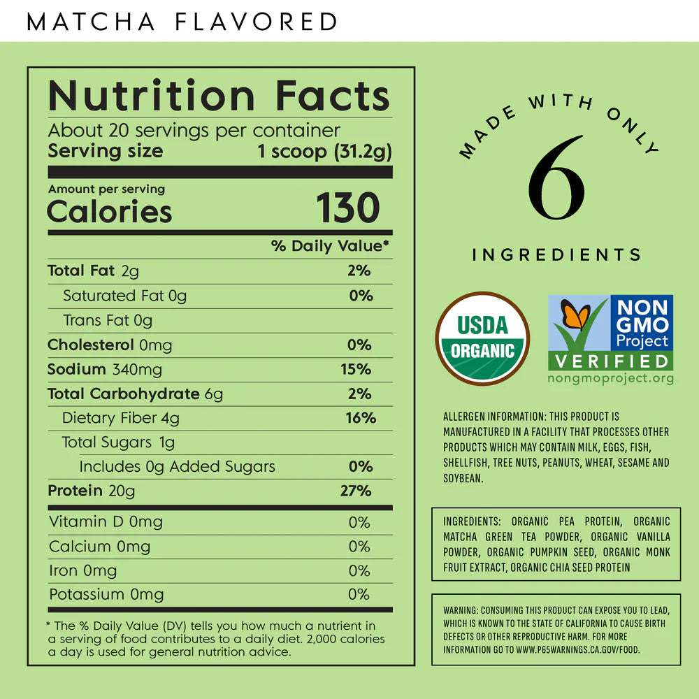 Truvani Matcha Plant Protein Powder - 20 Servings