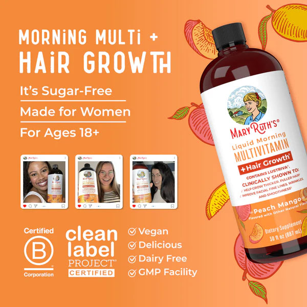 Liquid Morning Multivitamin + Hair Growth 30 oz