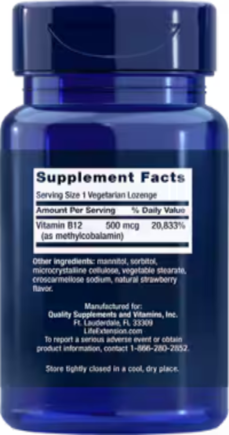 Vitamin B12 Methylcobalamin 500 mcg 100 Vegetarian Lozenges