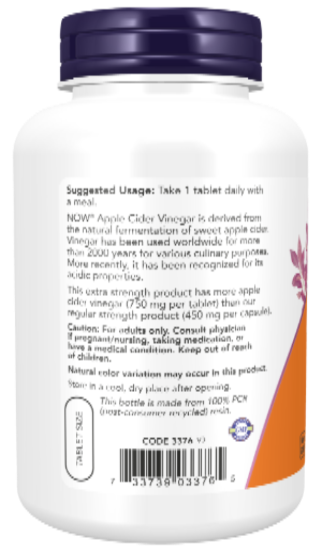 Apple Cider Vinegar Extra Strength 750 mg 180 Tablets