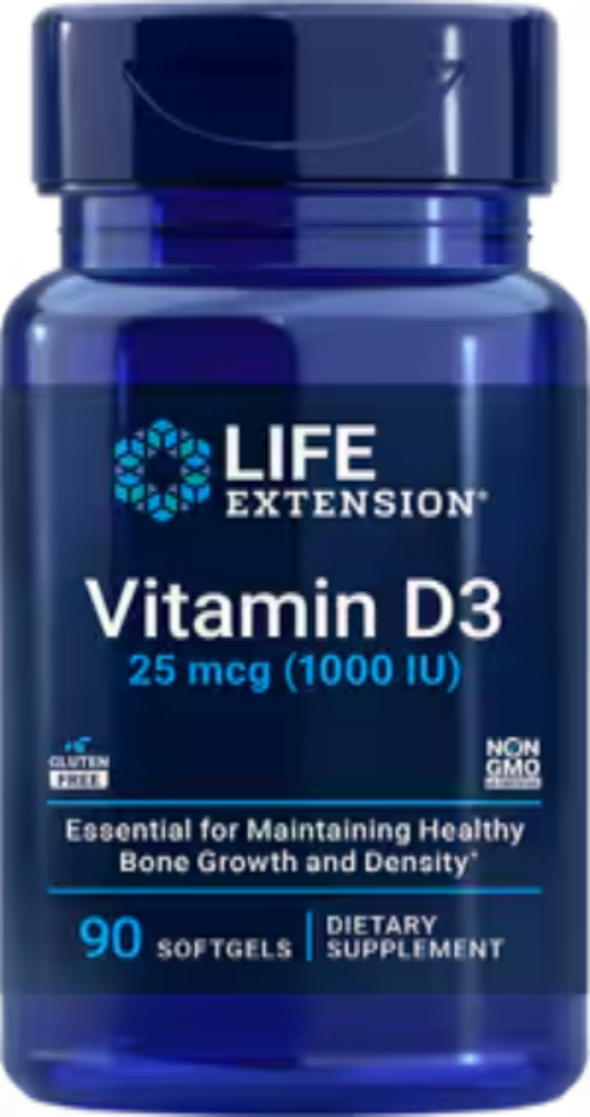 Vitamin D3 25 mcg (1000 IU) 90 Softgels