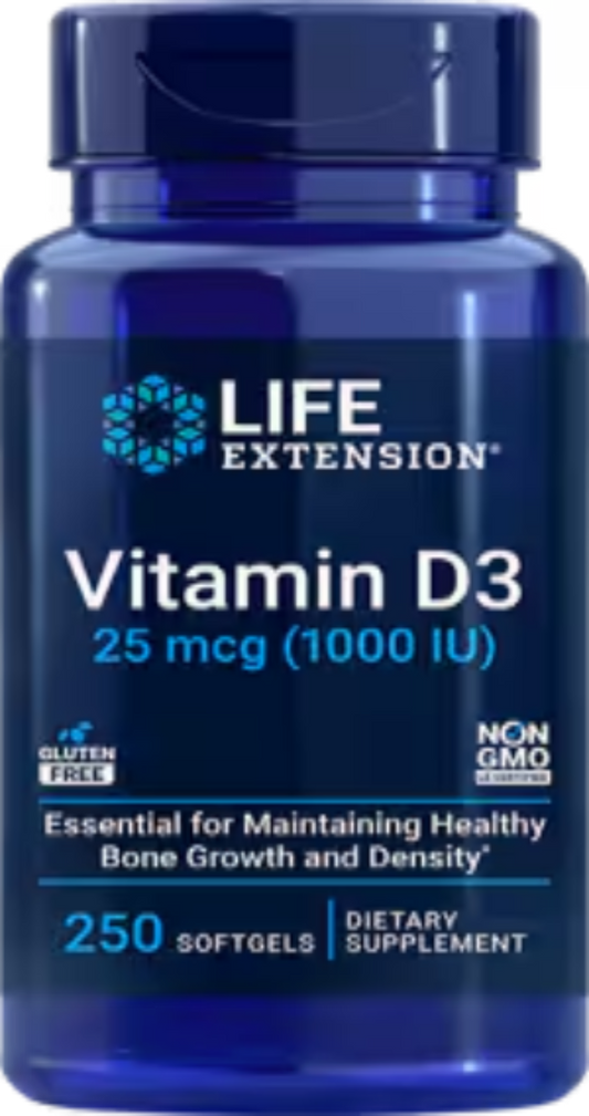 Vitamin D3 25 mcg (1000 IU) 250 Softgels