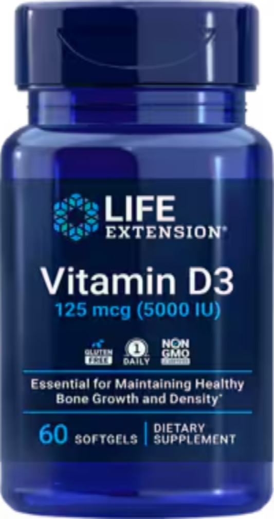 Vitamin D3 125 mcg (5000 IU) 60 Softgels