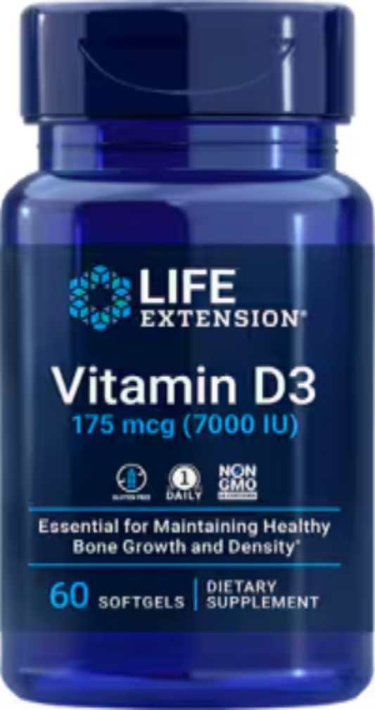 Vitamin D3 175 mcg (7000 IU) 60 Softgels