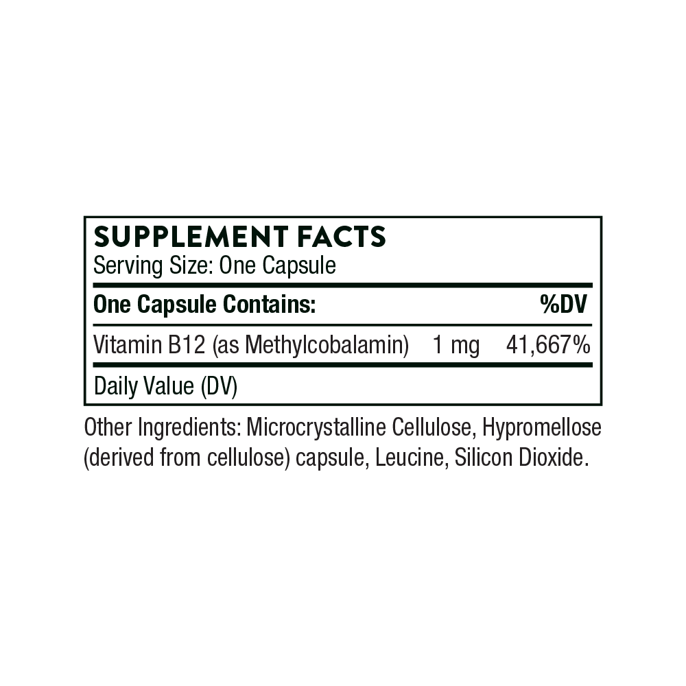 Vitamin B12 as Methylcobalamin - 60 Capsules