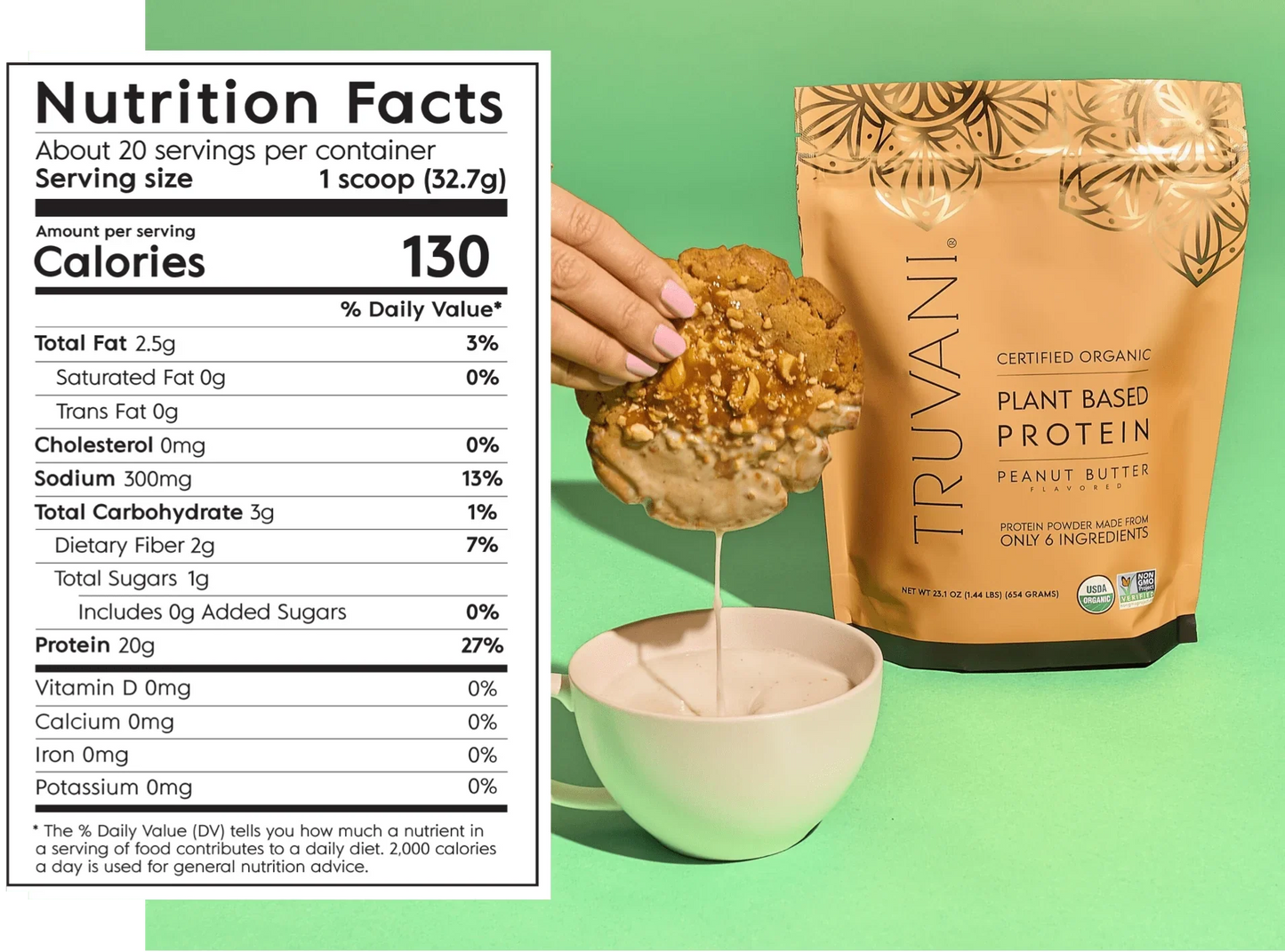 Truvani Peanut Butter Plant Protein Powder - 20 Servings