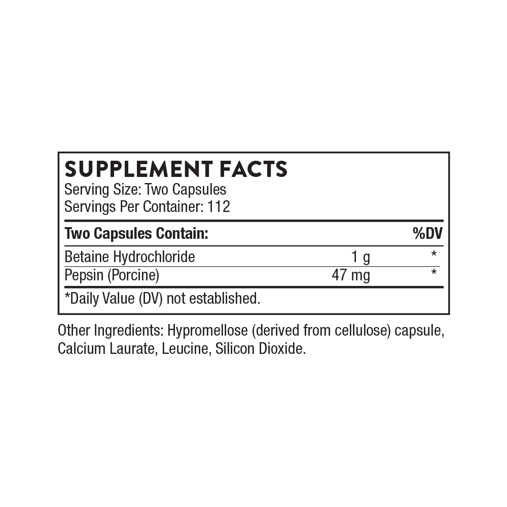 Betaine HCL & Pepsin - 225 Capsules