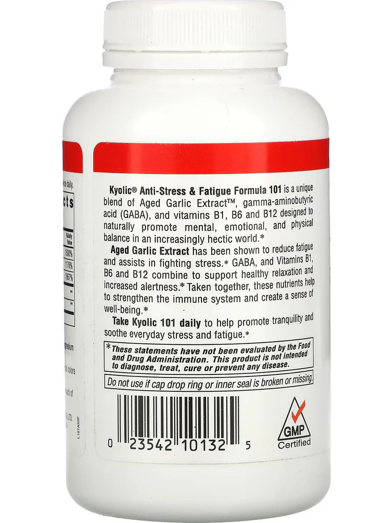 Kyolic Stress Fatigue Relief GABA Vitamins B1 B6 & B12 Formula 101 200 Tablets