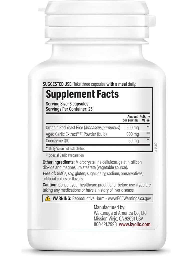 Kyolic Red Yeast Rice Plus CoQ10 Formula 114 75 Capsules